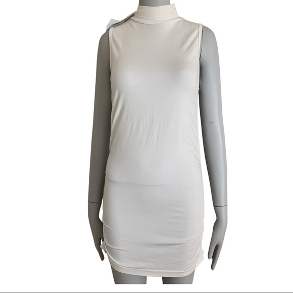 NWT FABLETICS Kathie Mock Neck Sleeveless Bodycon White Dress - Picture 2 of 16